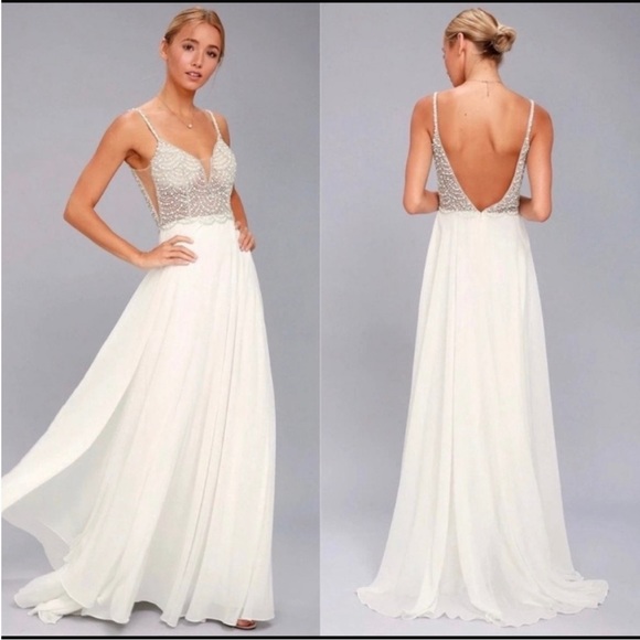 White True Love Beaded Rhinestone Wedding Gown 🌿 - Picture 7 of 12